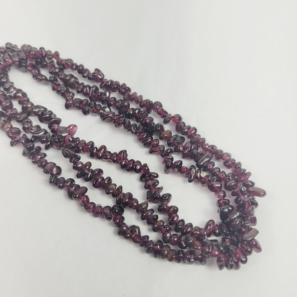 * 32” beaded Natural Garnet Nugget Necklace Strands Gemstone pullover - Picture 7 of 8
